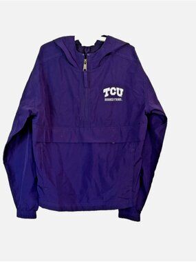 Champion TCU Horned Frogs Youth Windbreaker Jacket Purple Hooded Pullover Size S